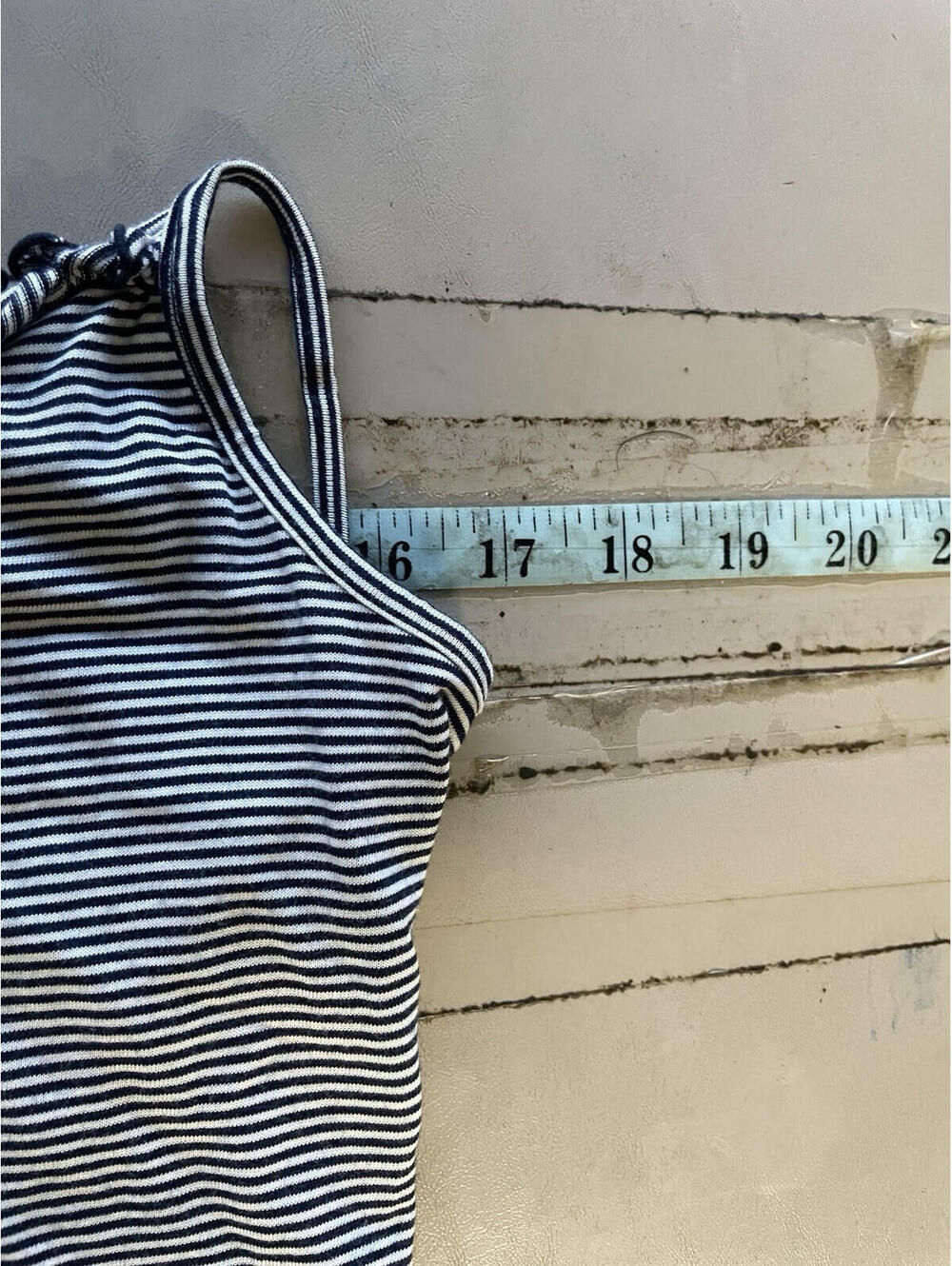 Talbots Medium Tank  Blue White Spaghetti Straps Ruffles - Picture 2 of 5